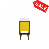 Manhattan Comfort 238BMC94 Liberty 17.71 Bathroom Vanity with Sink and Shelf in Rustic Brown and Yellow